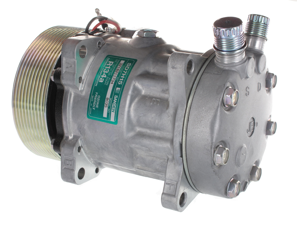 [CP040] COMPRESSEUR SANDEN SD7H15 O'RING VERTICAL D125mm PV10 12V Culasse JE