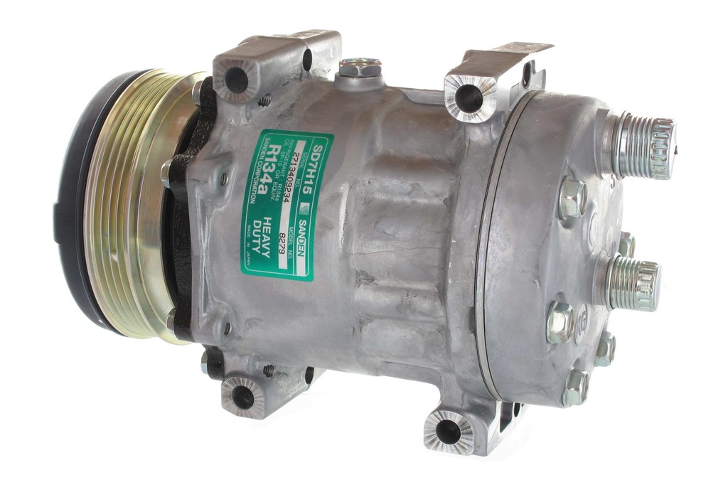 [CP259] COMPRESSEUR TYPE SANDEN - POLY V4 D119MM - ORING HORIZONTAL - 12V - N°8279